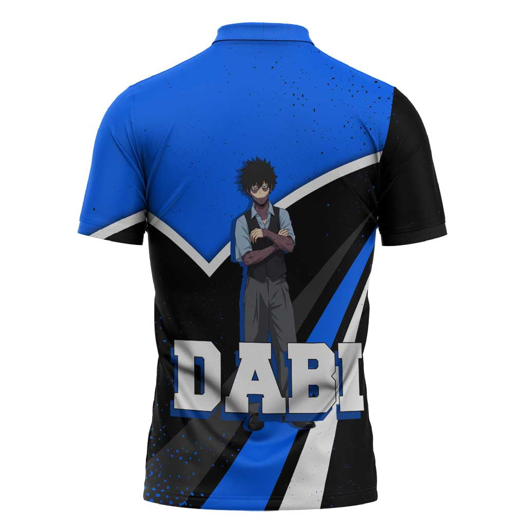 Dabi My Hero Academia Zipper Polo Shirt Anime Grunge Splatter Graphic Style