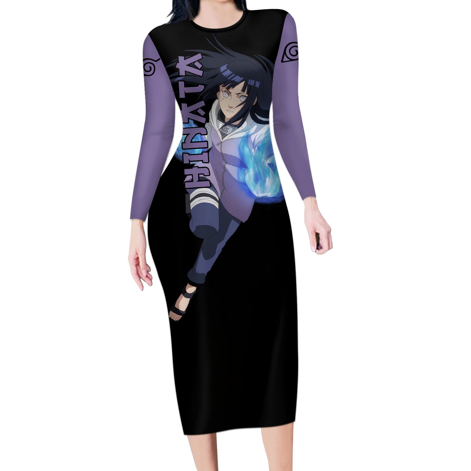 Hinata Hyuga Long Sleeve Bodycon Dress Naruto