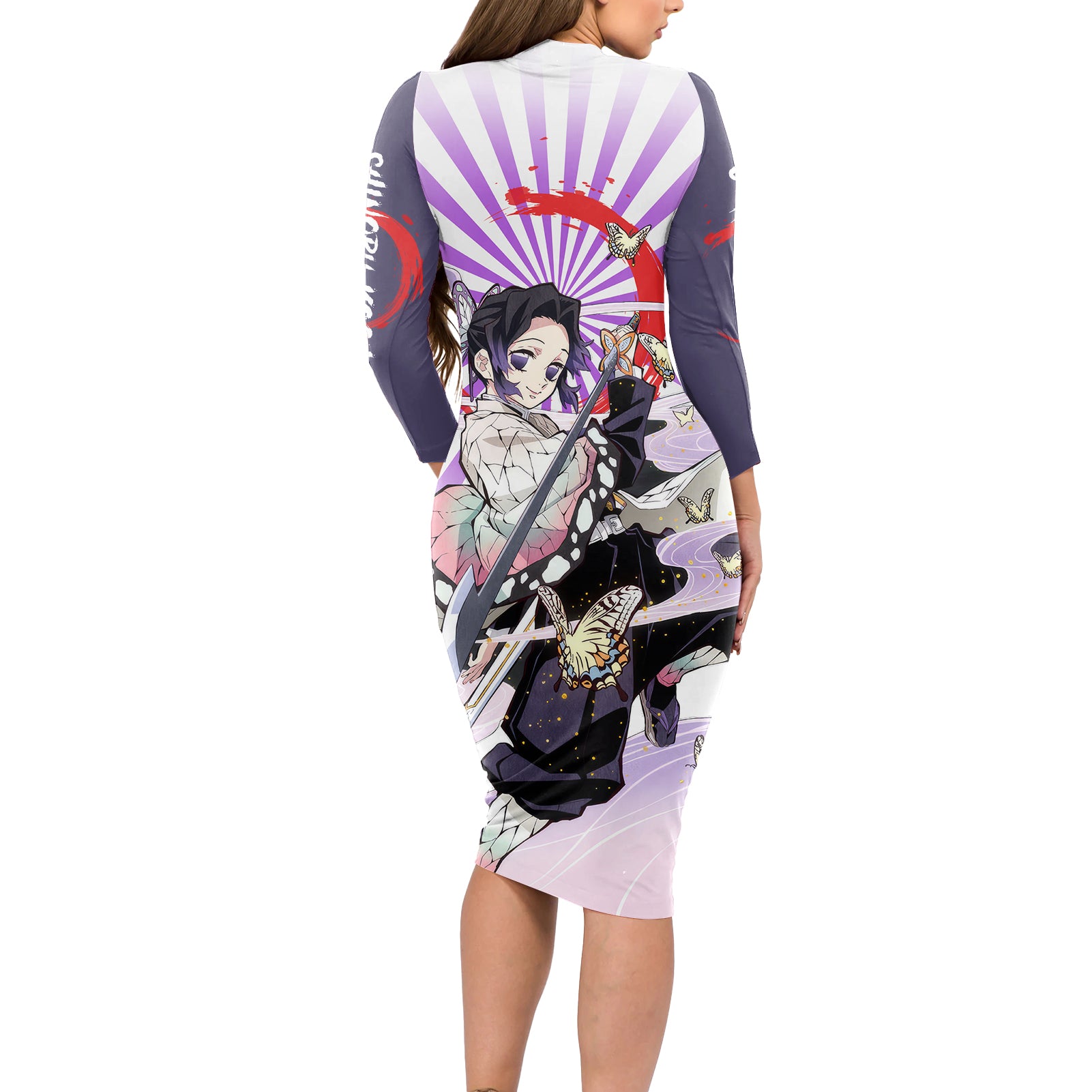 Shinobu Kochou Long Sleeve Bodycon Dress Demon Slayer
