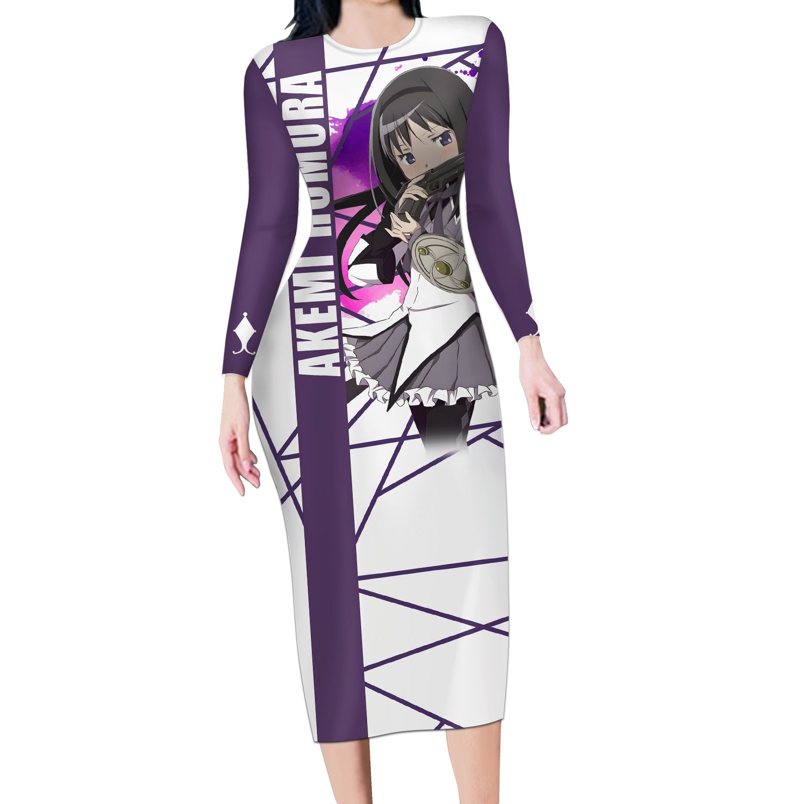Puella Magi Madoka Magica Long Sleeve Bodycon Dress Akemi Homura