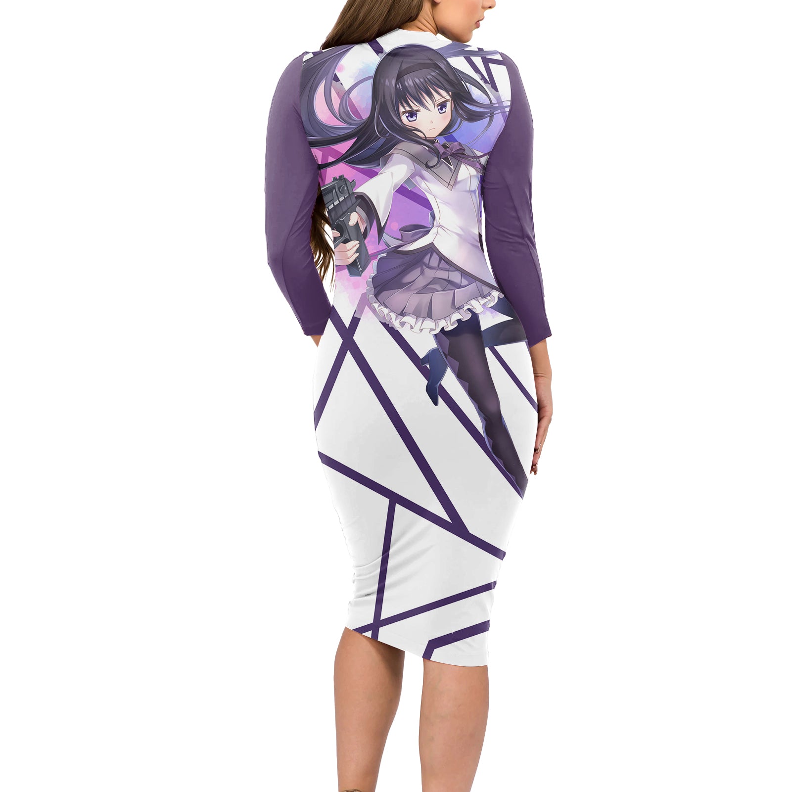 Puella Magi Madoka Magica Long Sleeve Bodycon Dress Akemi Homura