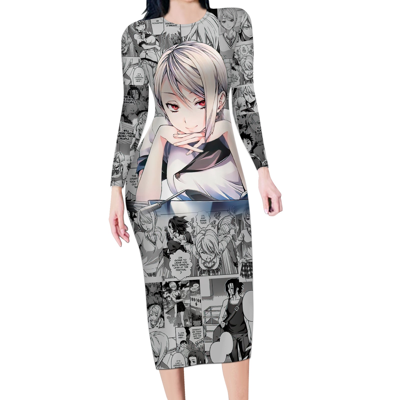 Shokugeki no Soma Long Sleeve Bodycon Dress Nakiri Alice Anime