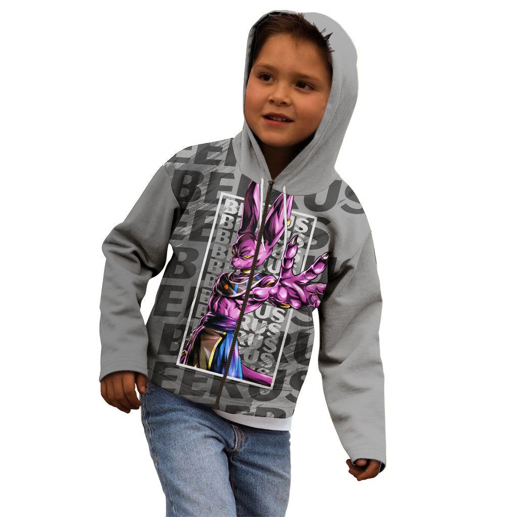Beerus Dragon Ball Kid Hoodie Anime Mix Text Pattern Abstract Style
