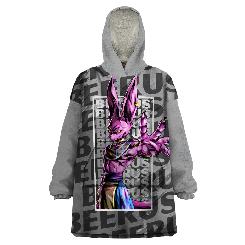 Beerus Dragon Ball Wearable Blanket Hoodie Anime Mix Text Pattern Abstract Style