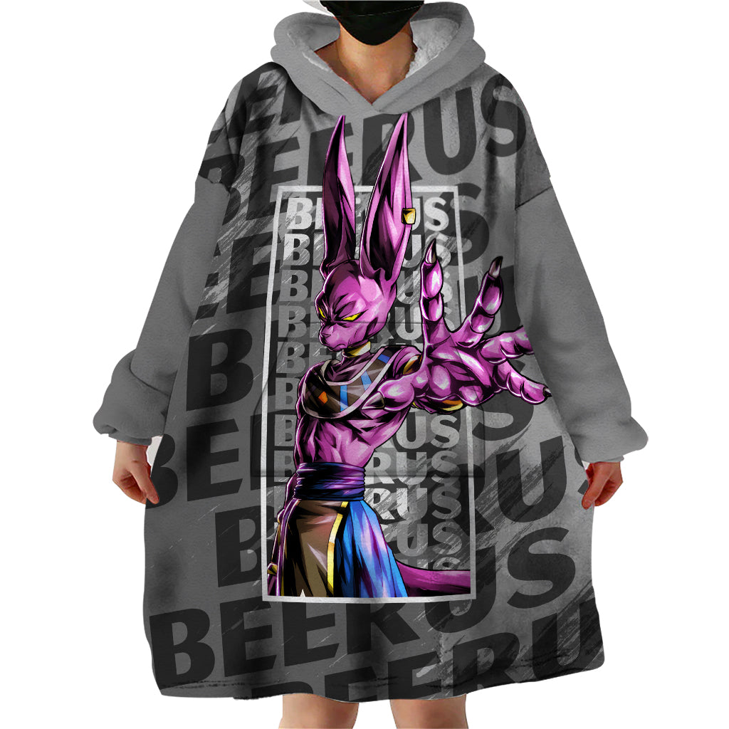 Beerus Dragon Ball Wearable Blanket Hoodie Anime Mix Text Pattern Abstract Style