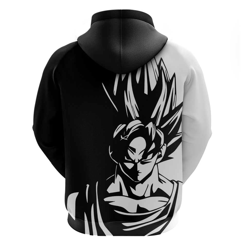 Goku Dragon Ball Black And White Abstract Hoodie Anime Style