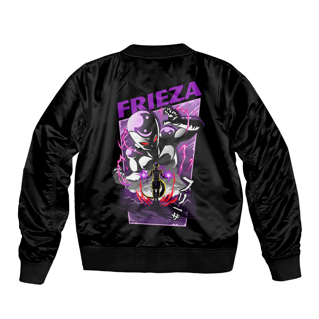 Frieza Dragon Ball Bomber Jacket Anime Mix Text Pattern Abstract Style