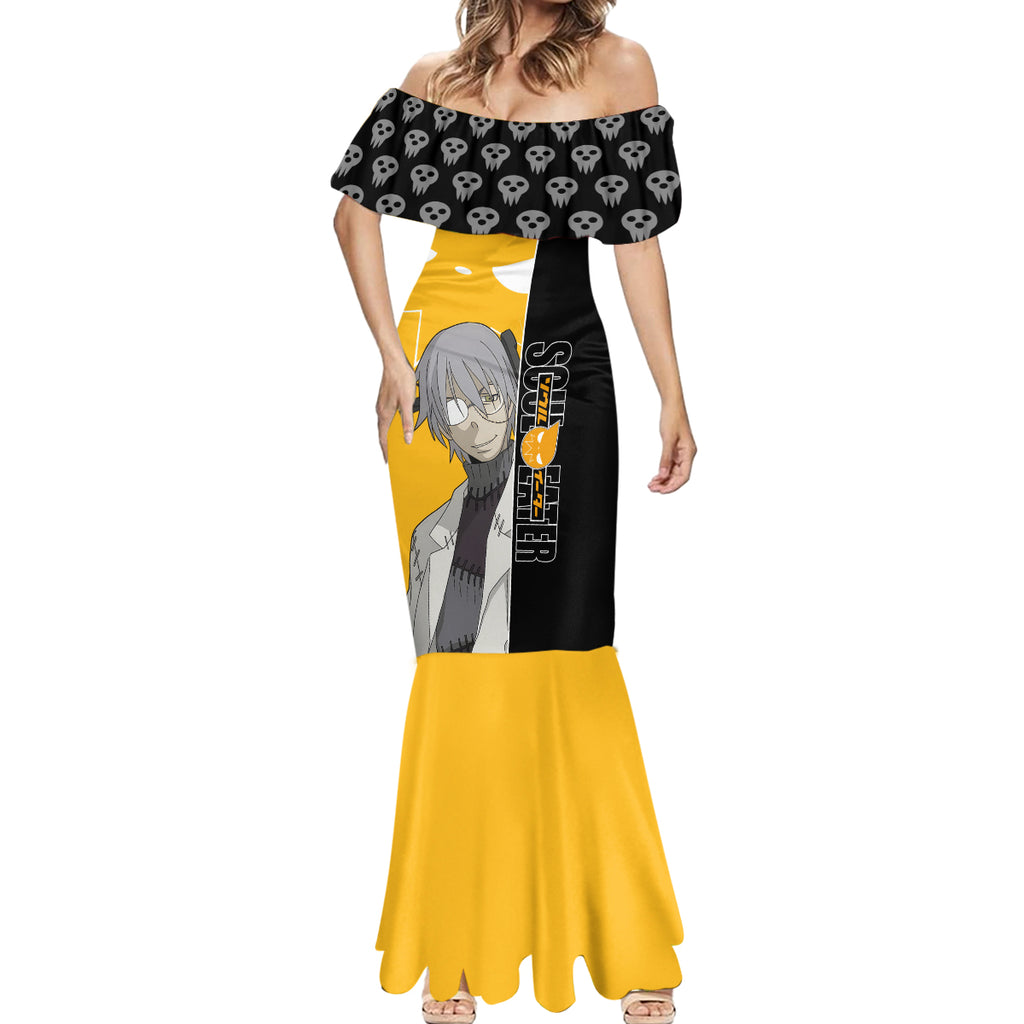 Stein Franken Soul Eater Mermaid Dress Anime Art Mix With Skull Pattern Style
