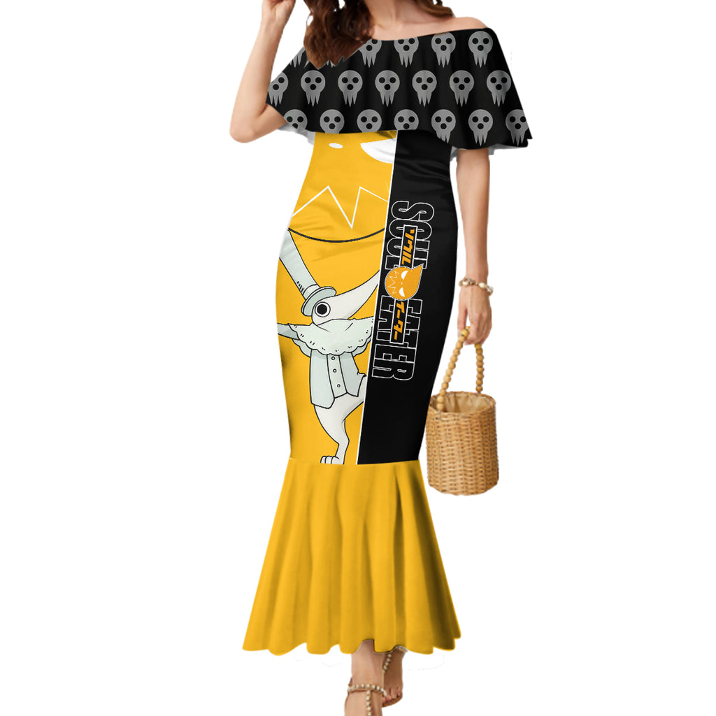 Excalibur Soul Eater Mermaid Dress Anime Art Mix With Skull Pattern Style