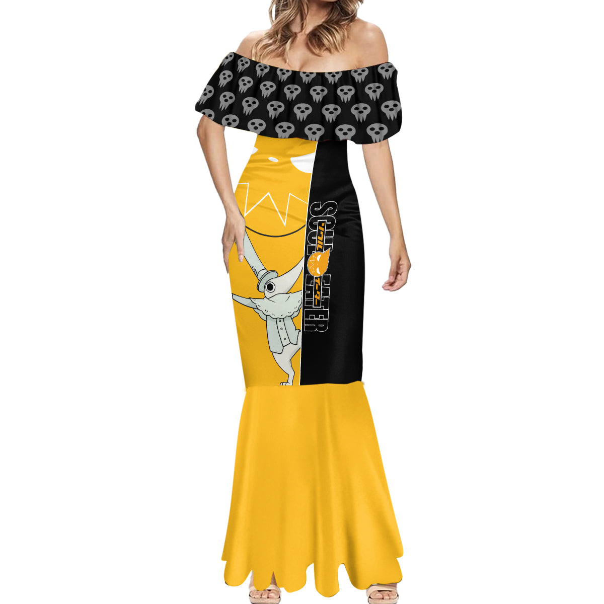 Excalibur Soul Eater Mermaid Dress Anime Art Mix With Skull Pattern Style