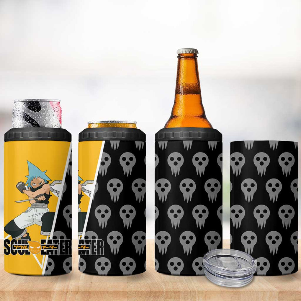Black Star Soul Eater 4 in 1 Can Cooler Tumbler Anime Art Mix With Skull Pattern Style