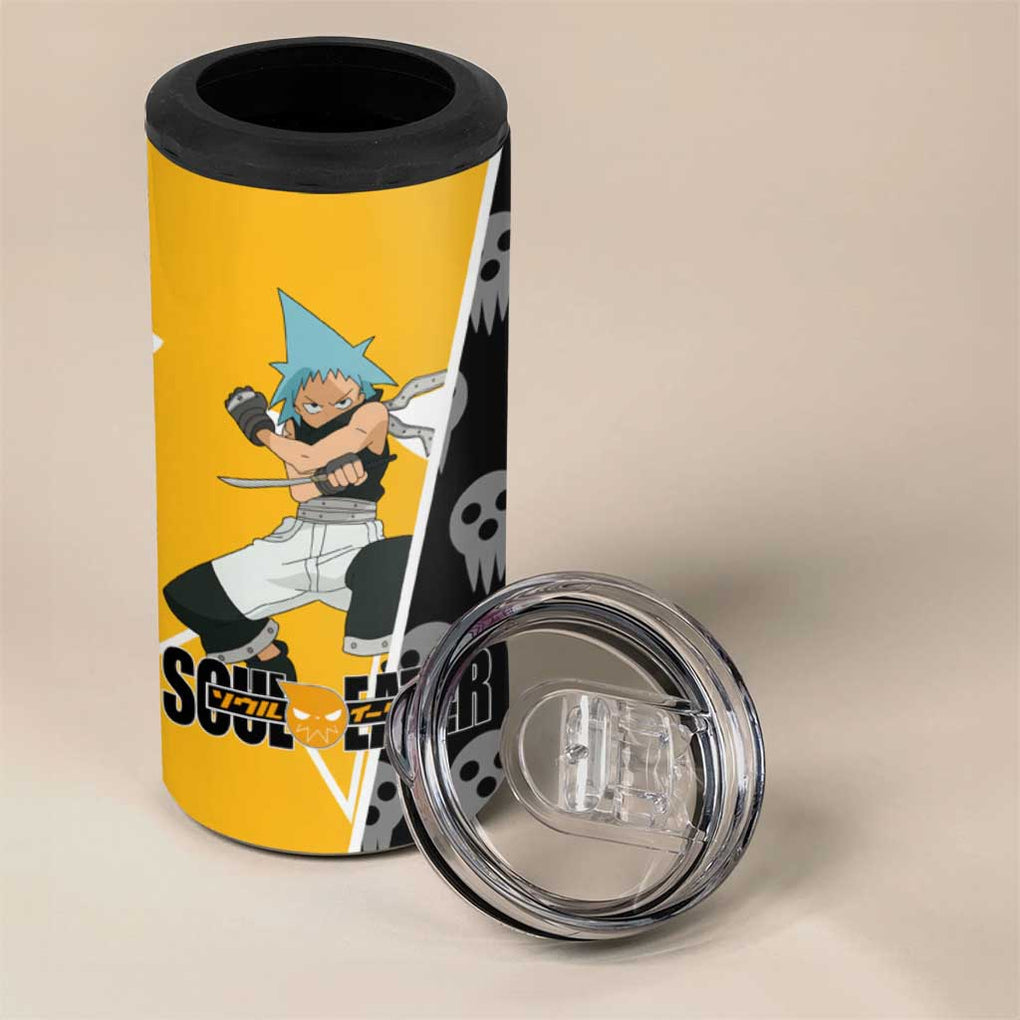 Black Star Soul Eater 4 in 1 Can Cooler Tumbler Anime Art Mix With Skull Pattern Style