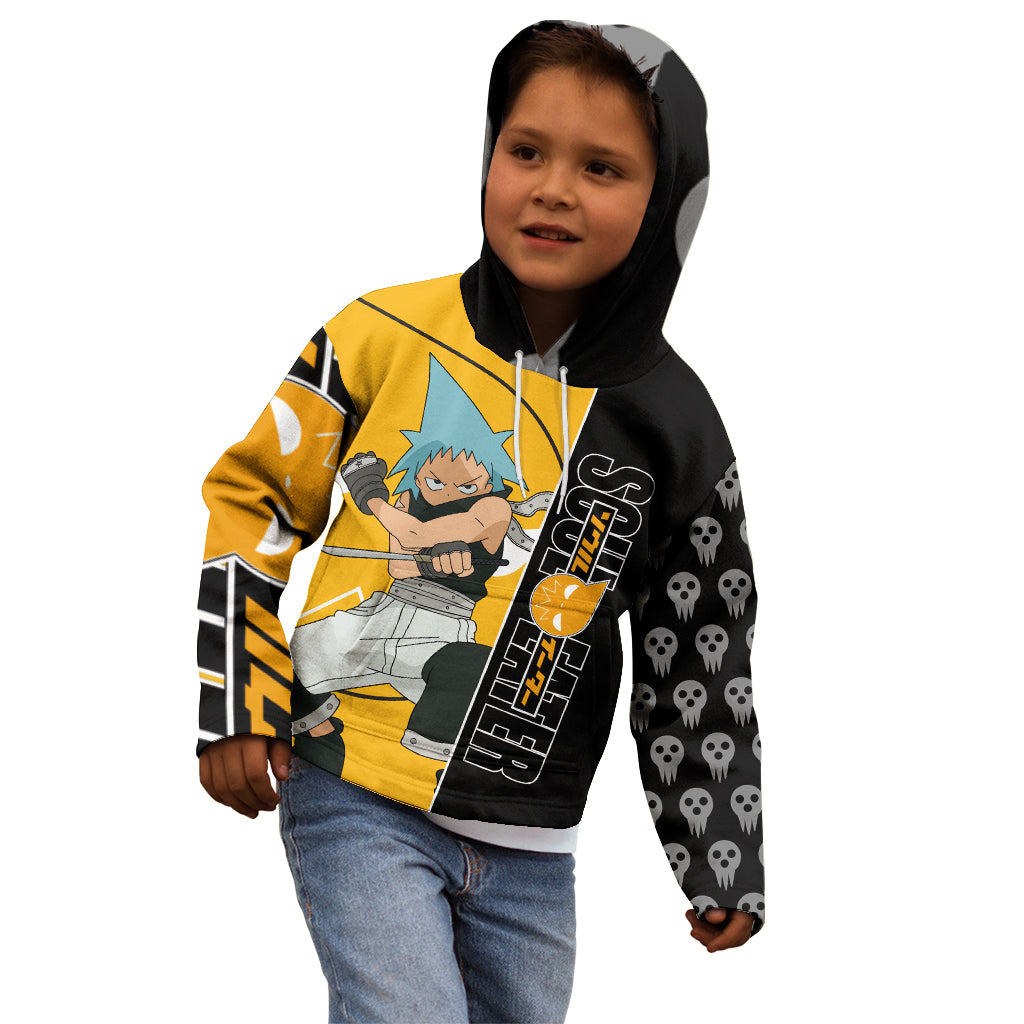 Black Star Soul Eater Kid Hoodie Anime Art Mix With Skull Pattern Style