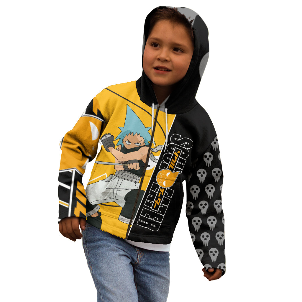 Black Star Soul Eater Kid Hoodie Anime Art Mix With Skull Pattern Style
