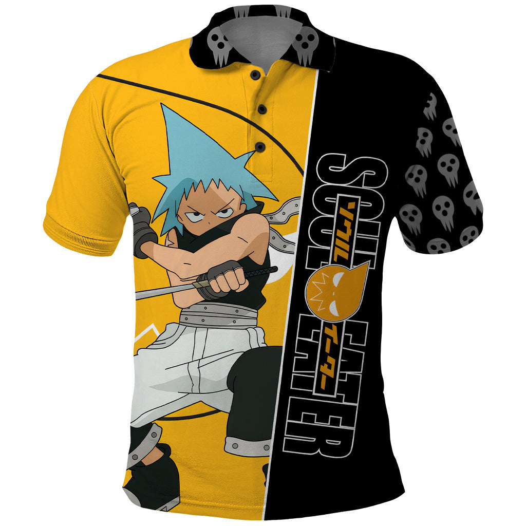 Black Star Soul Eater Polo Shirt Anime Art Mix With Skull Pattern Style