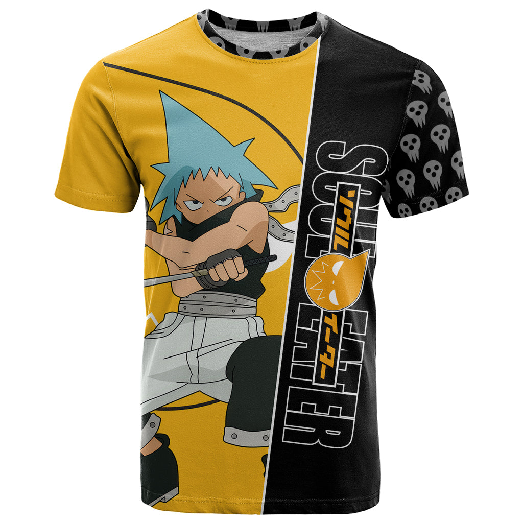 Black Star Soul Eater T Shirt Anime Art Mix With Skull Pattern Style