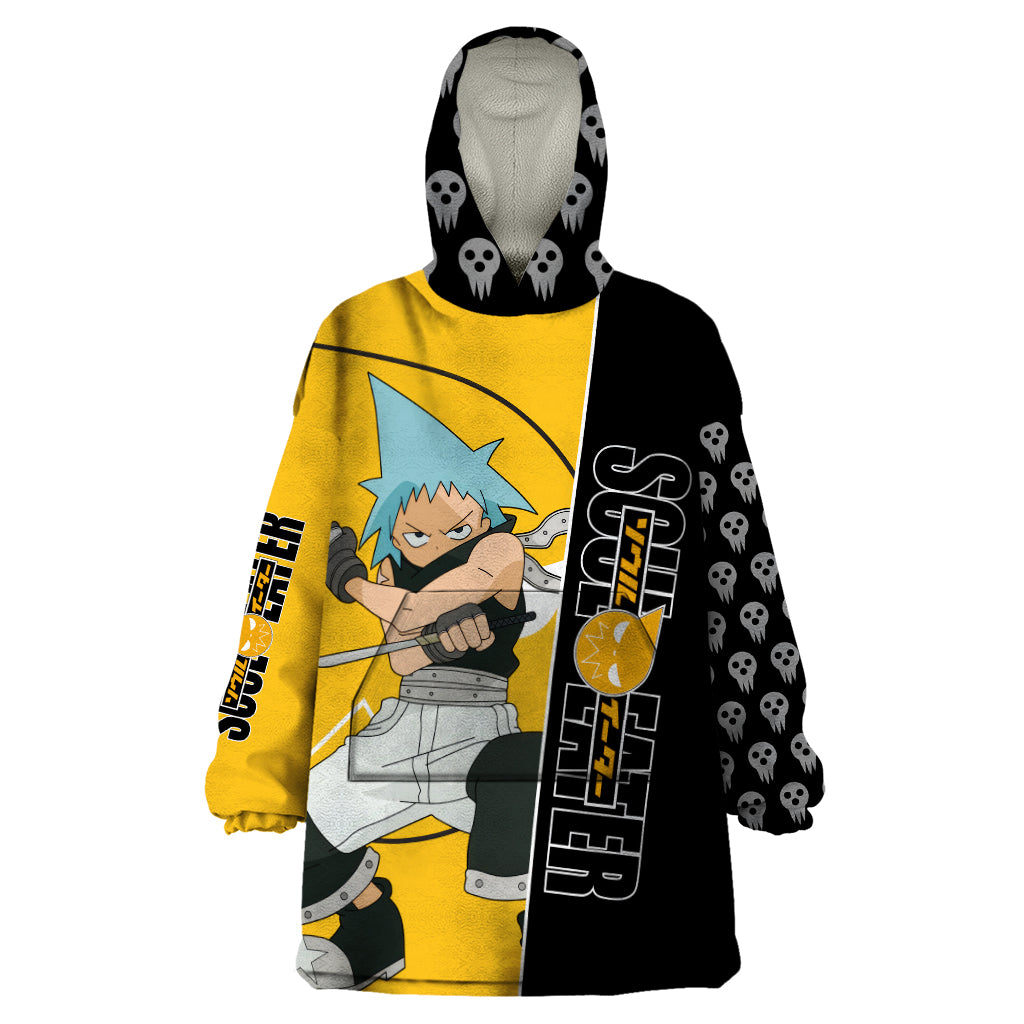 Black Star Soul Eater Wearable Blanket Hoodie Anime Art Mix With Skull Pattern Style