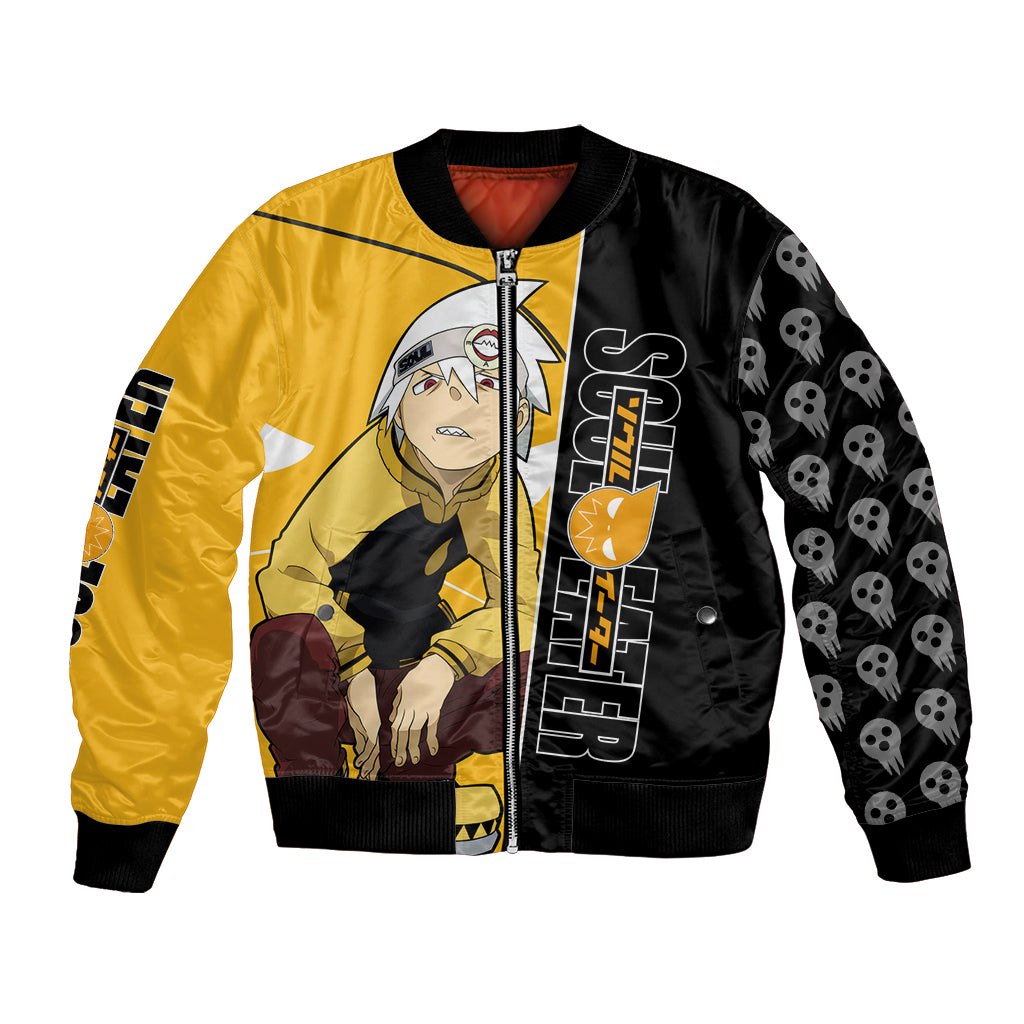 Evans Soul Eater Bomber Jacket Anime Art Mix With Skull Pattern Style
