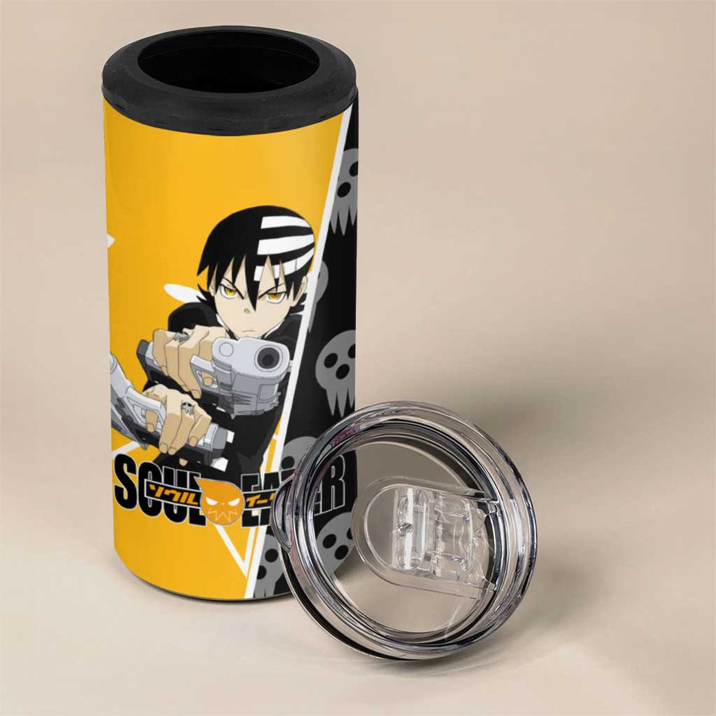 Death the Kid Soul Eater 4 in 1 Can Cooler Tumbler Anime Art Mix With Skull Pattern Style