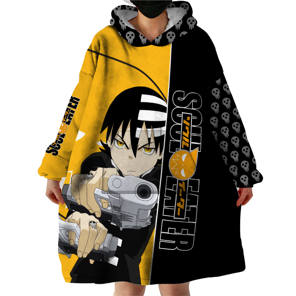 Death the Kid Soul Eater Wearable Blanket Hoodie Anime Art Mix With Skull Pattern Style