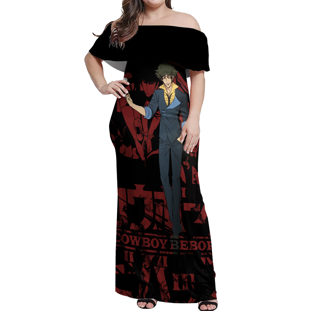 Bebop - Cowboy Bebop Off Shoulder Maxi Dress Anime Mix Manga Style