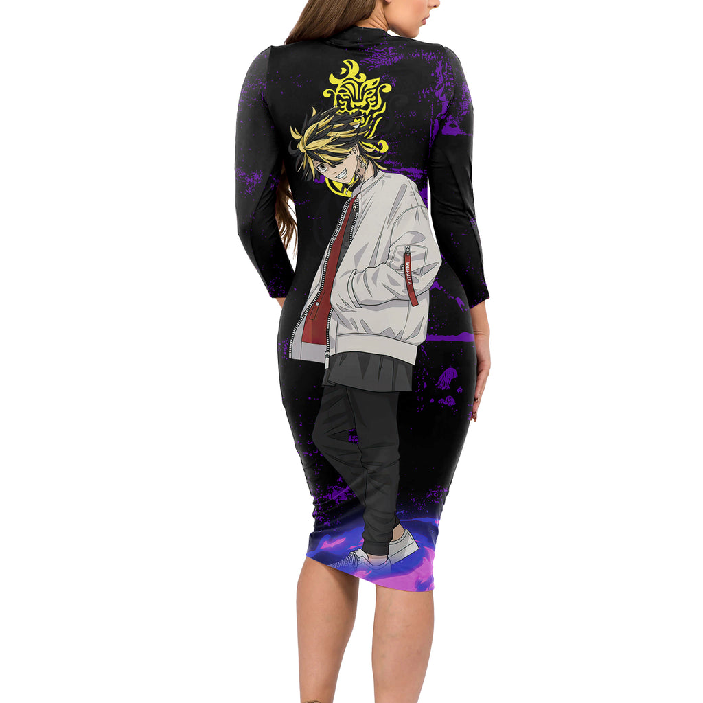 Hanemiya Kazutora Long Sleeve Bodycon Dress Anime Style