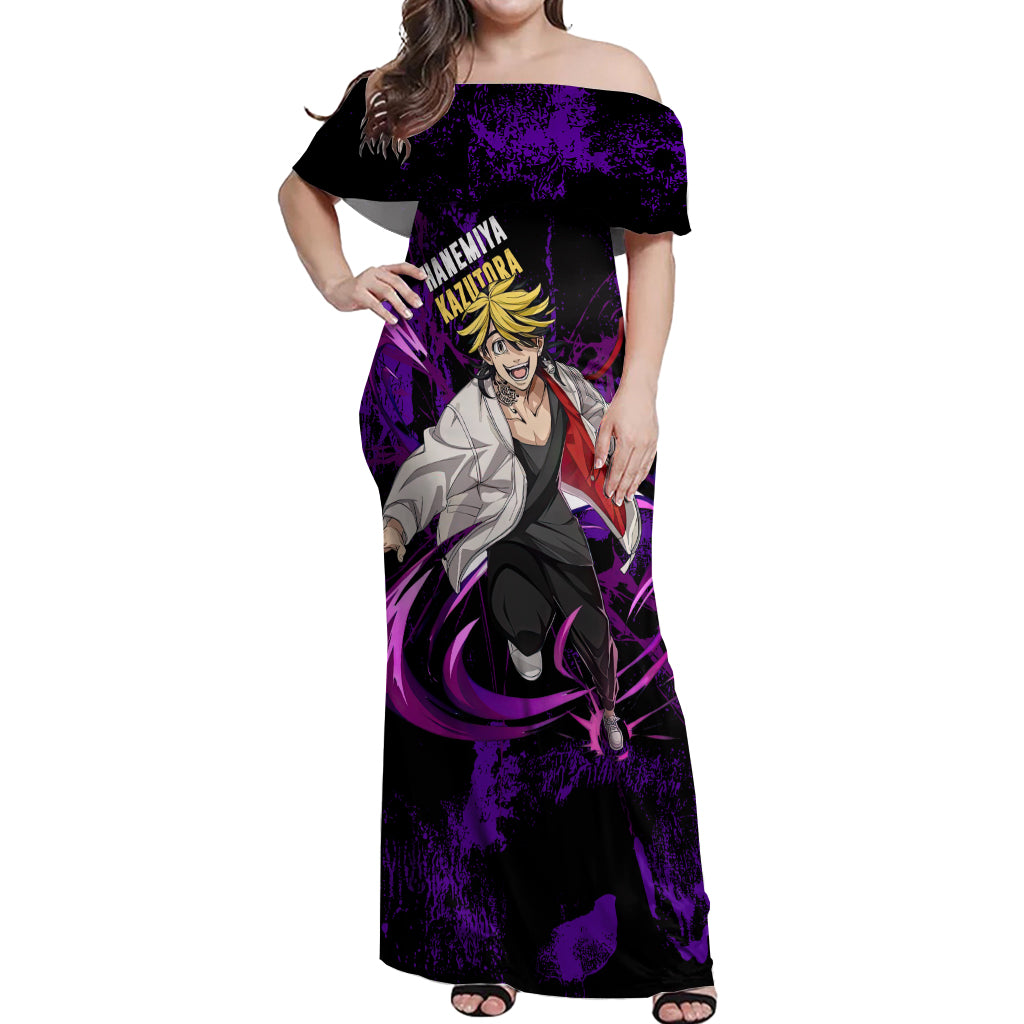 Hanemiya Kazutora Off Shoulder Maxi Dress Anime Style