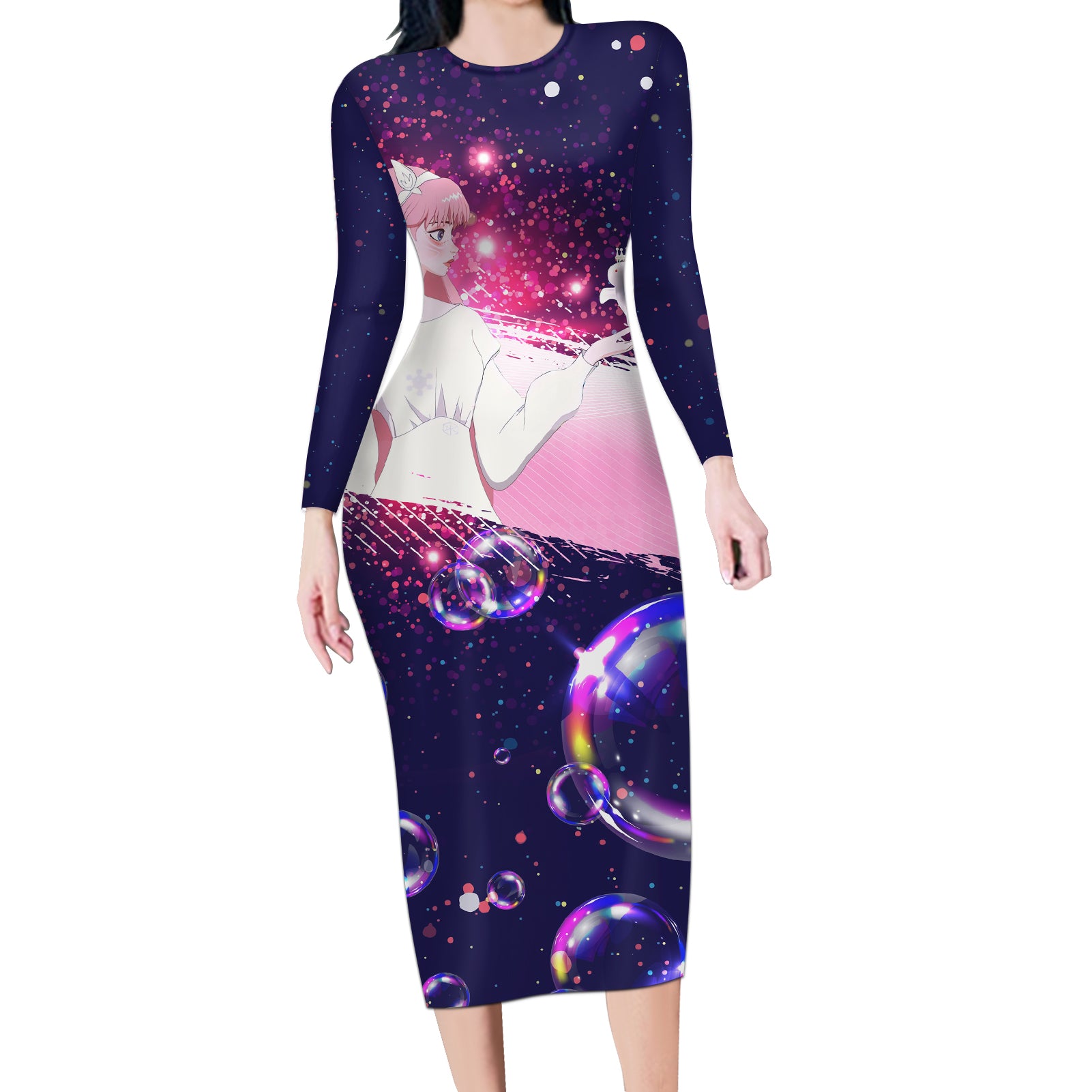 Ryuu to Sobakasu no Hime Naitou Suzu Belle Long Sleeve Bodycon Dress Anime Style