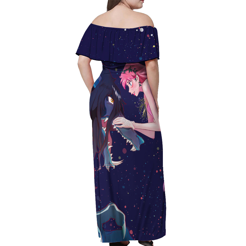 Ryuu to Sobakasu no Hime Naitou Suzu Belle Off Shoulder Maxi Dress Anime Style