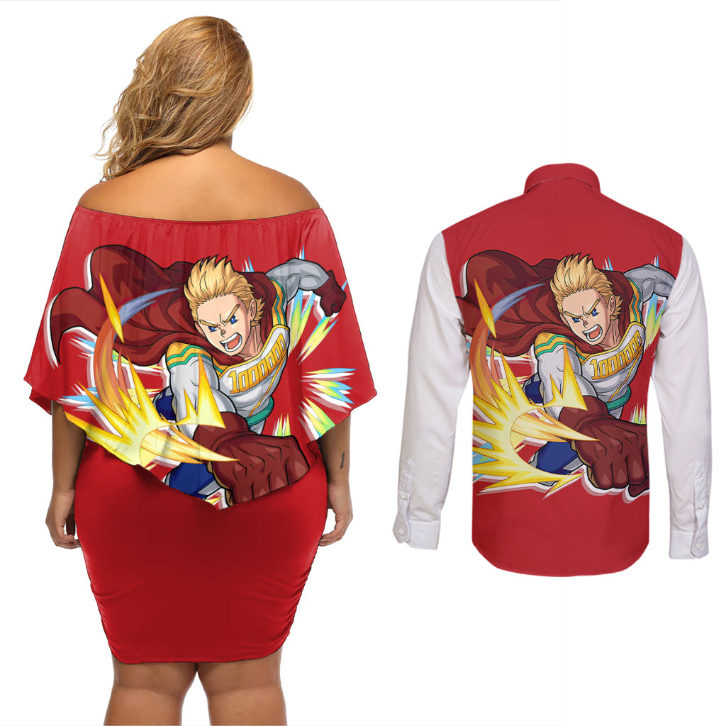 Mirio Togata - My Hero Academia Couples Matching Off Shoulder Short Dress and Long Sleeve Button Shirt Anime Style