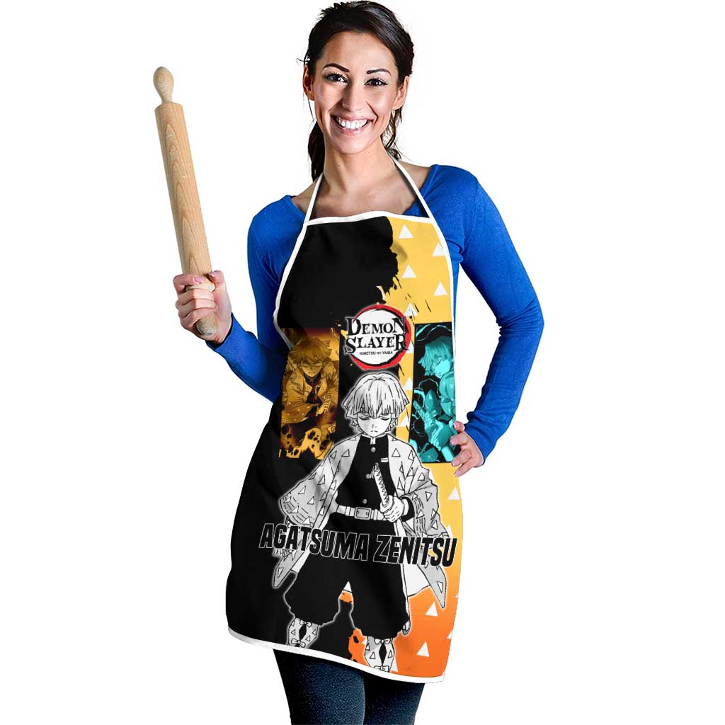 Zenitsu Agatsuma from Demon Slayer Apron with Yellow Lightning Kimono and Thunder Effects Design - The Mazicc