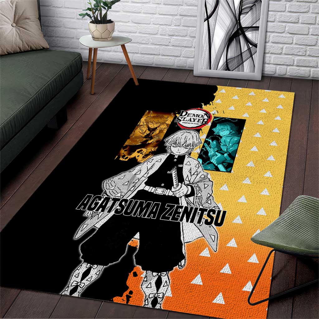 Zenitsu Agatsuma from Demon Slayer Area Rug with Yellow Lightning Kimono and Thunder Effects Design - The Mazicc