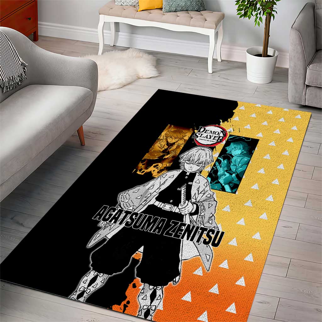 Zenitsu Agatsuma from Demon Slayer Area Rug with Yellow Lightning Kimono and Thunder Effects Design - The Mazicc