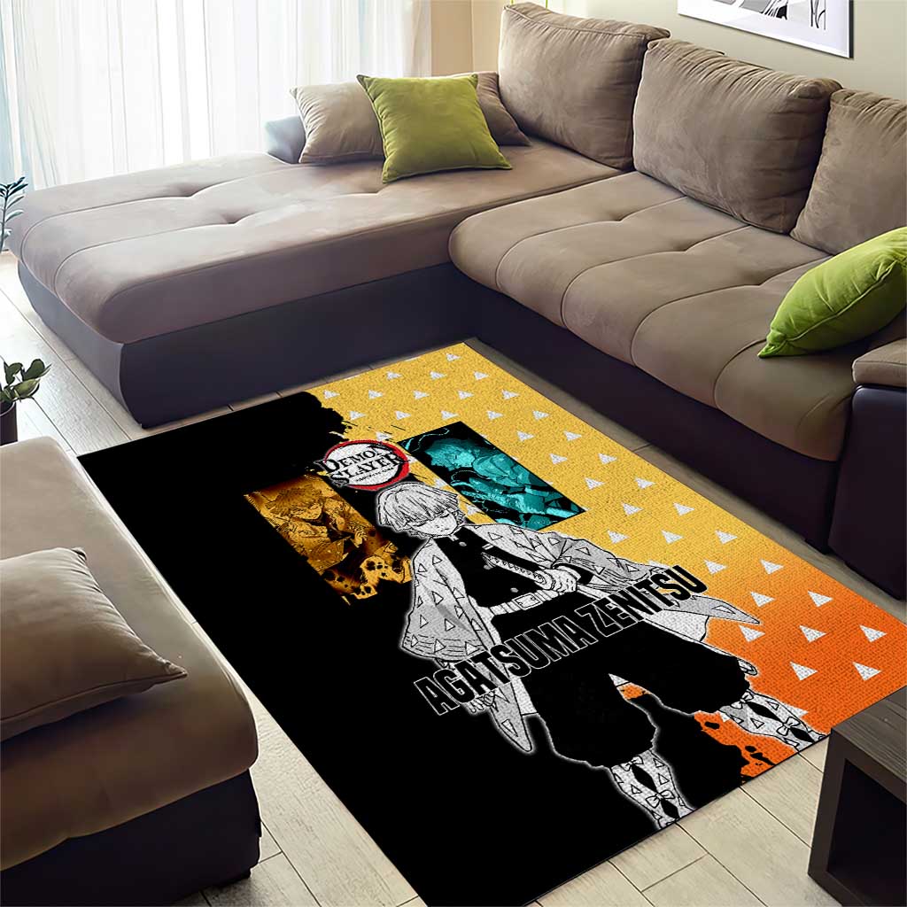 Zenitsu Agatsuma from Demon Slayer Area Rug with Yellow Lightning Kimono and Thunder Effects Design - The Mazicc