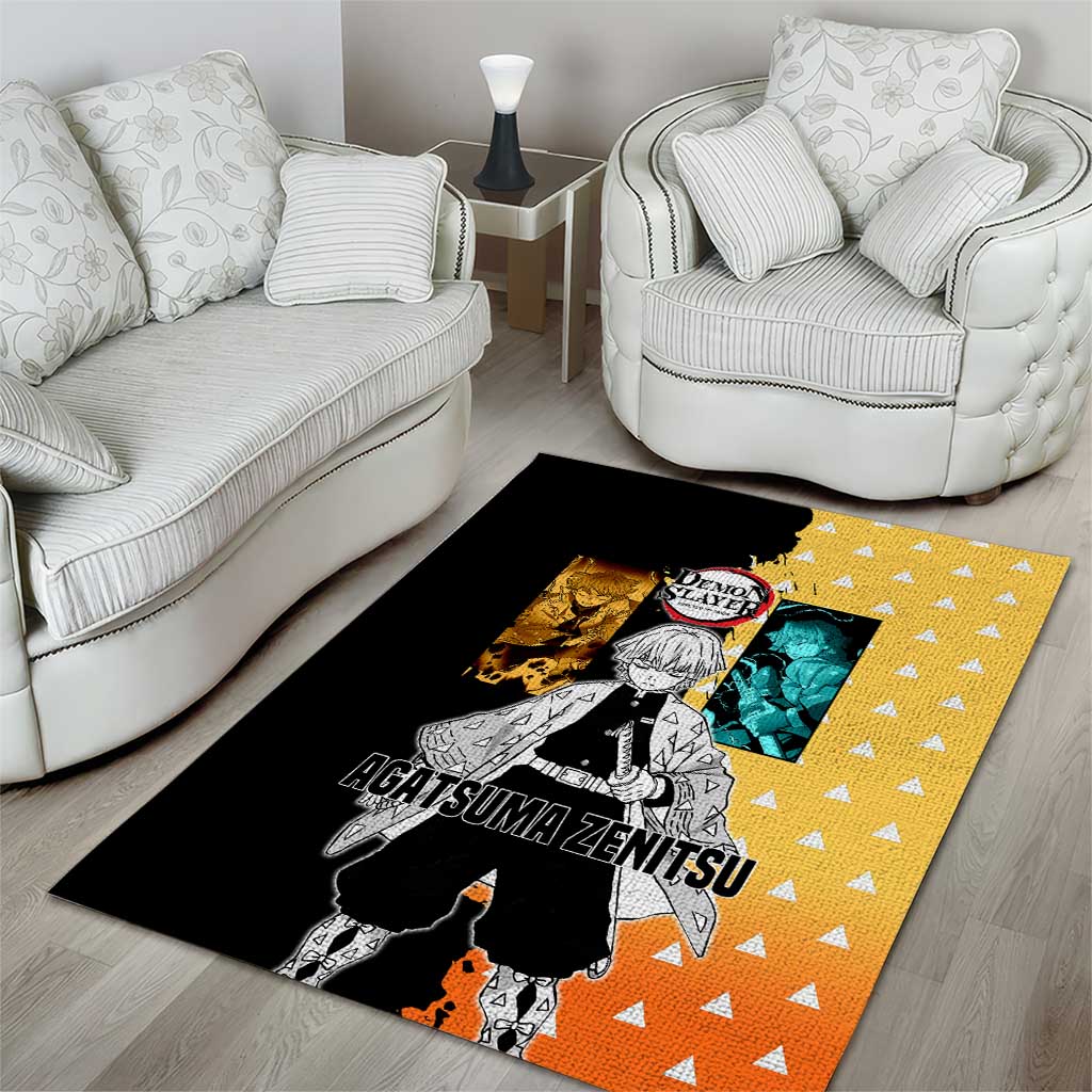 Zenitsu Agatsuma from Demon Slayer Area Rug with Yellow Lightning Kimono and Thunder Effects Design - The Mazicc