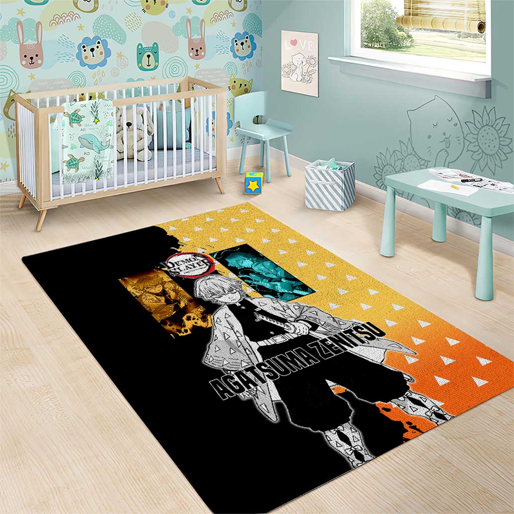 Zenitsu Agatsuma from Demon Slayer Area Rug with Yellow Lightning Kimono and Thunder Effects Design - The Mazicc