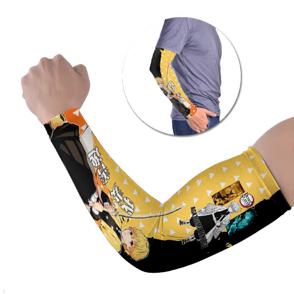 Zenitsu Agatsuma from Demon Slayer Arm Sleeves with Yellow Lightning Kimono and Thunder Effects Design - The Mazicc