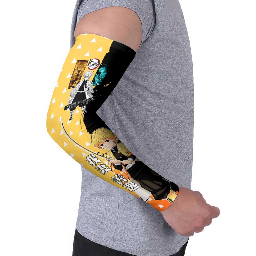 Zenitsu Agatsuma from Demon Slayer Arm Sleeves with Yellow Lightning Kimono and Thunder Effects Design - The Mazicc