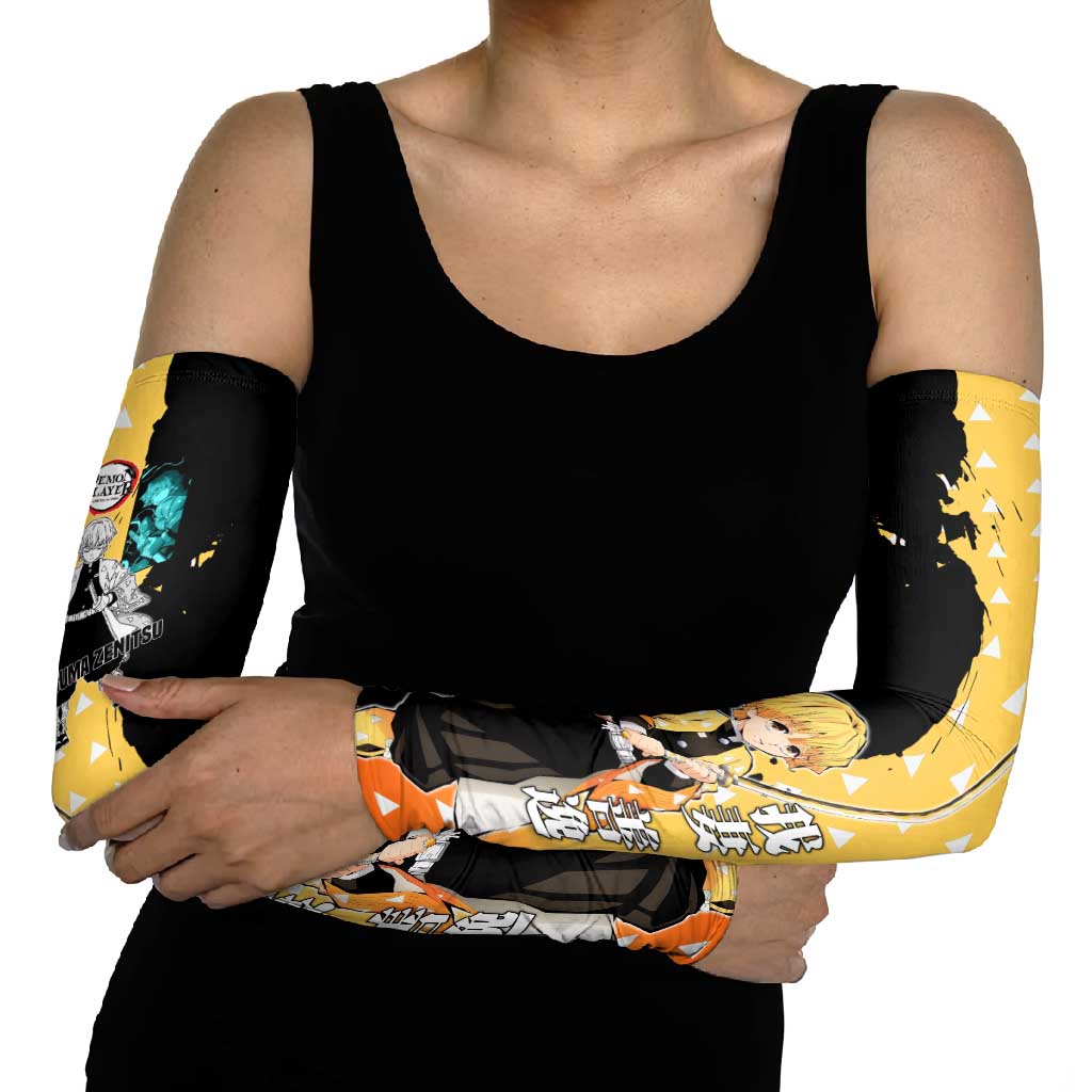 Zenitsu Agatsuma from Demon Slayer Arm Sleeves with Yellow Lightning Kimono and Thunder Effects Design - The Mazicc