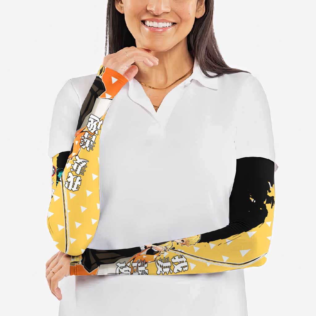 Zenitsu Agatsuma from Demon Slayer Arm Sleeves with Yellow Lightning Kimono and Thunder Effects Design - The Mazicc
