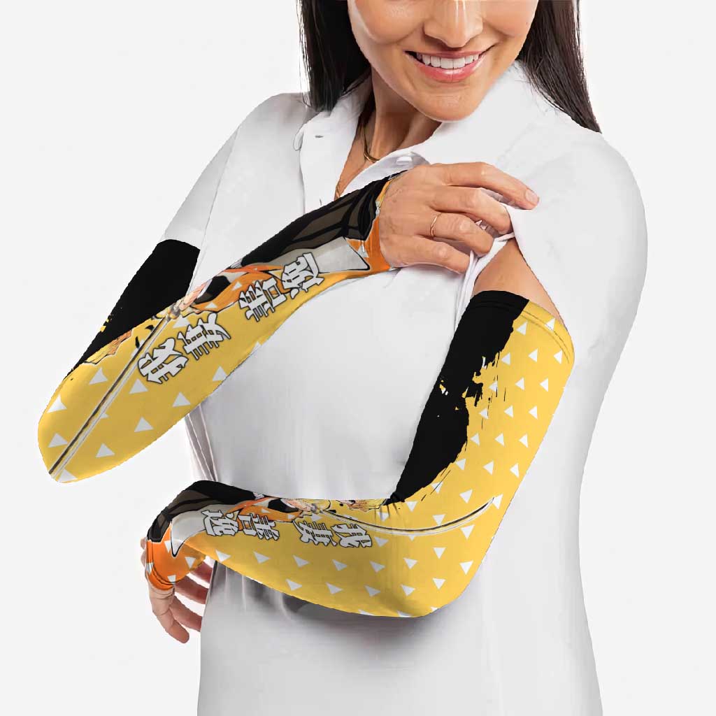 Zenitsu Agatsuma from Demon Slayer Arm Sleeves with Yellow Lightning Kimono and Thunder Effects Design - The Mazicc