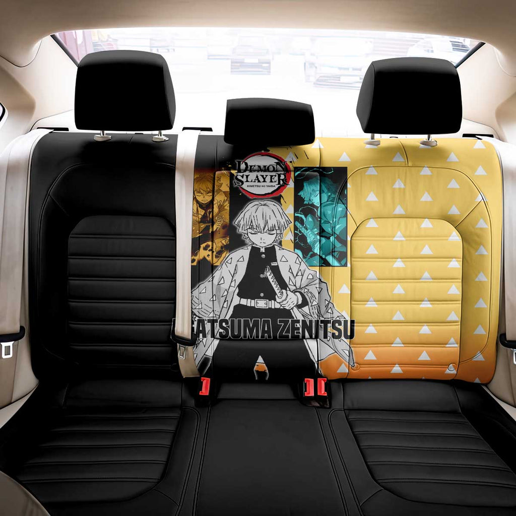 Zenitsu Agatsuma from Demon Slayer Back Car Seat Cover with Yellow Lightning Kimono and Thunder Effects Design - The Mazicc
