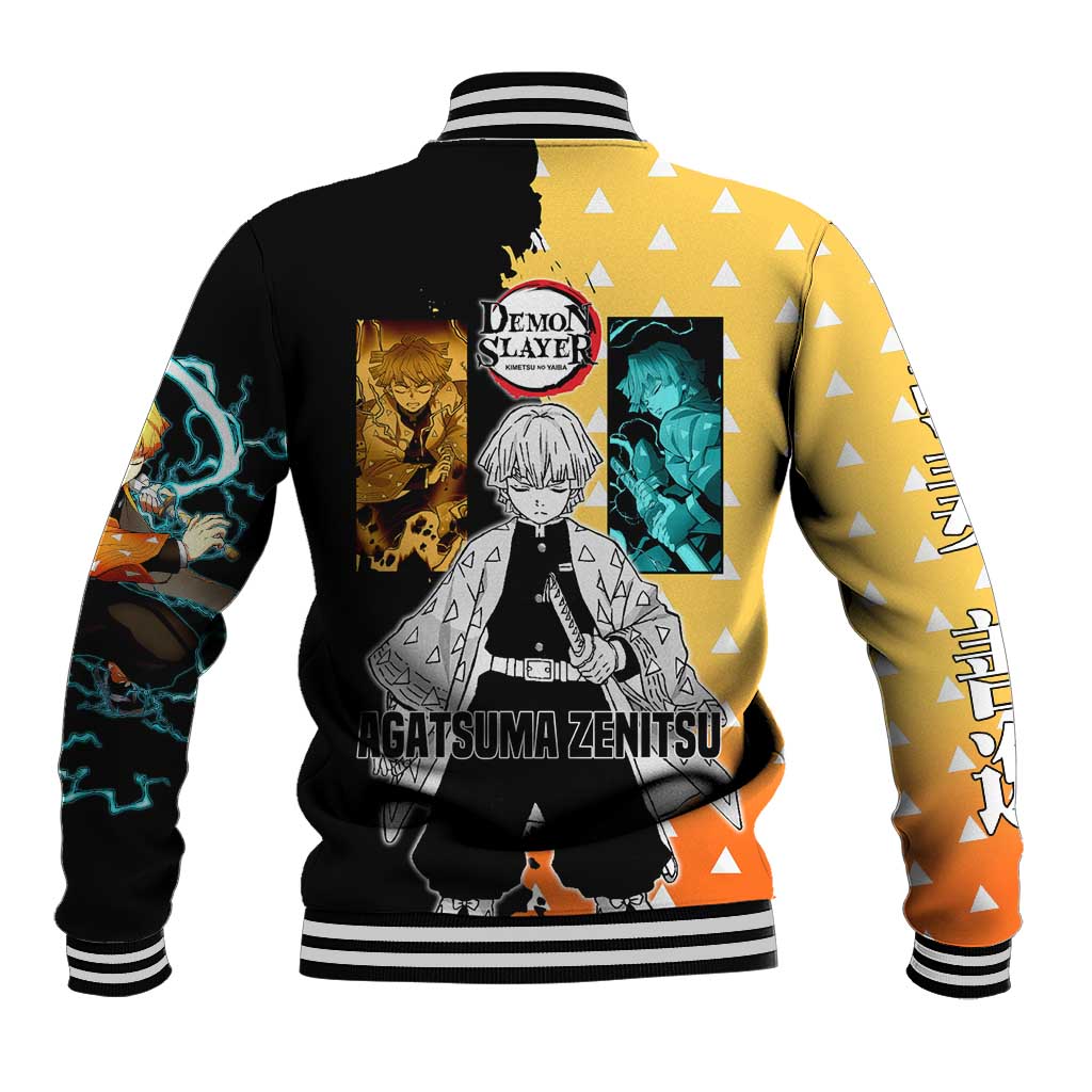 Zenitsu Agatsuma from Demon Slayer Baseball Jacket with Yellow Lightning Kimono and Thunder Effects Design - The Mazicc