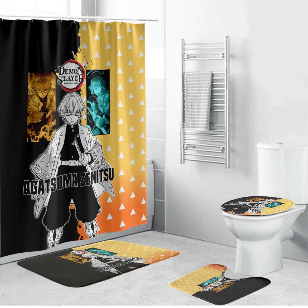 Zenitsu Agatsuma from Demon Slayer Bathroom Set with Yellow Lightning Kimono and Thunder Effects Design - The Mazicc