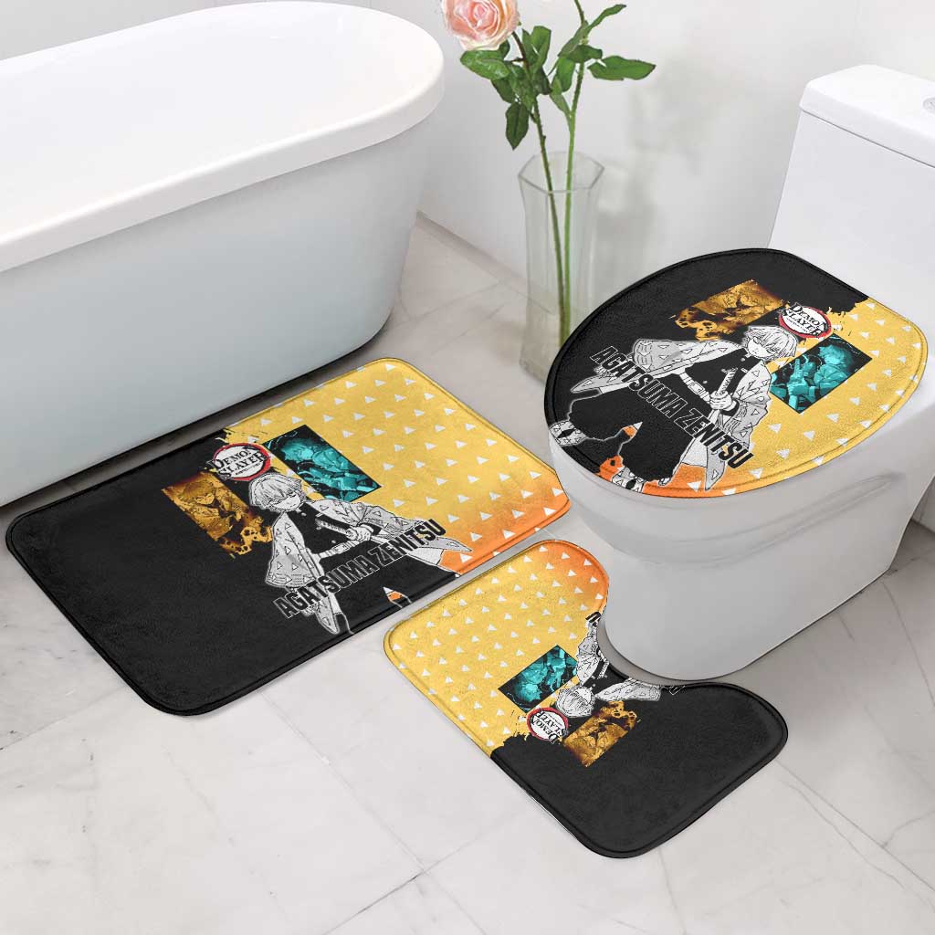 Zenitsu Agatsuma from Demon Slayer Bathroom Set with Yellow Lightning Kimono and Thunder Effects Design - The Mazicc