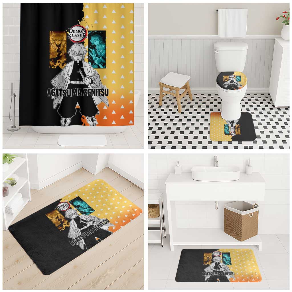 Zenitsu Agatsuma from Demon Slayer Bathroom Set with Yellow Lightning Kimono and Thunder Effects Design - The Mazicc