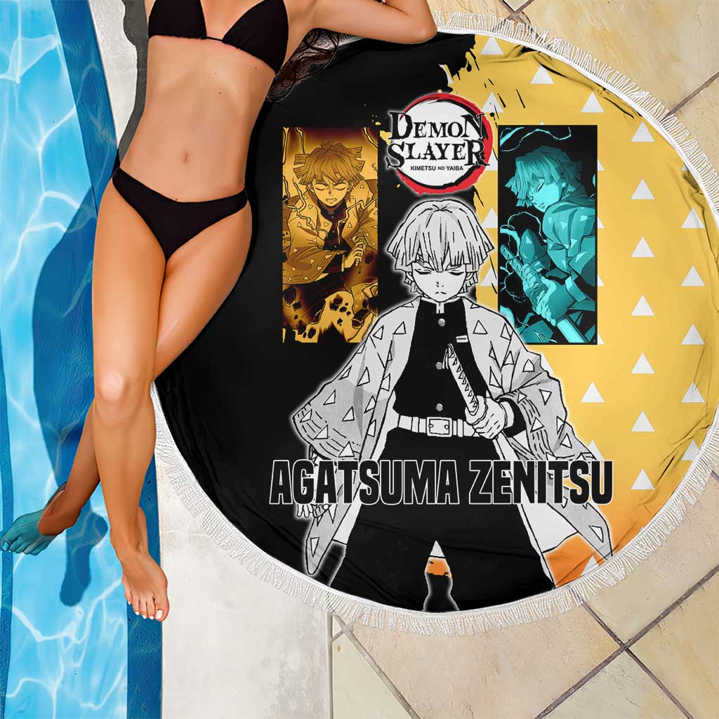 Zenitsu Agatsuma from Demon Slayer Beach Blanket with Yellow Lightning Kimono and Thunder Effects Design - The Mazicc