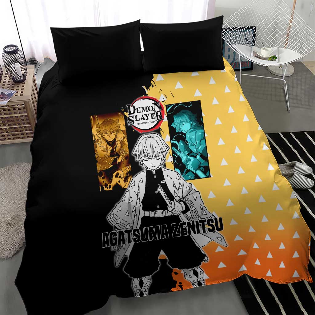 Zenitsu Agatsuma from Demon Slayer Bedding Set with Yellow Lightning Kimono and Thunder Effects Design - The Mazicc