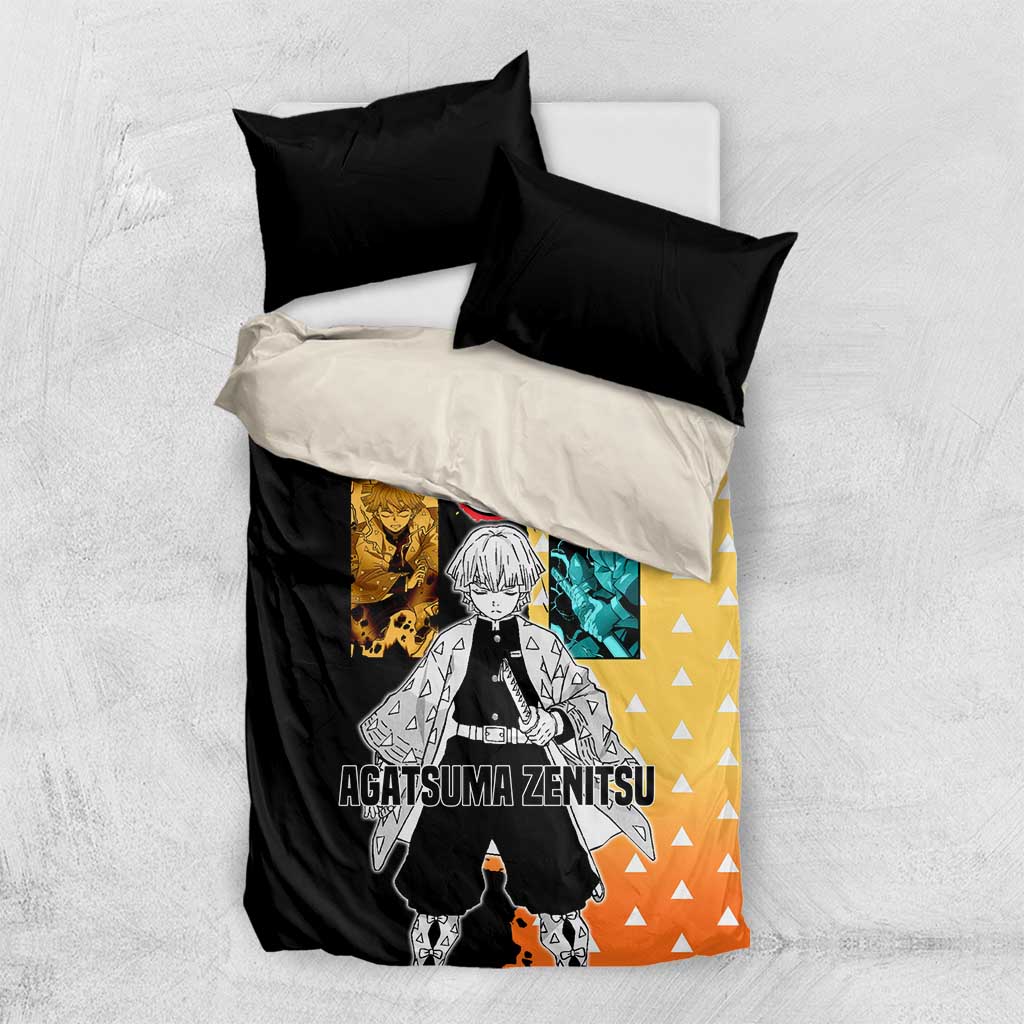 Zenitsu Agatsuma from Demon Slayer Bedding Set with Yellow Lightning Kimono and Thunder Effects Design - The Mazicc