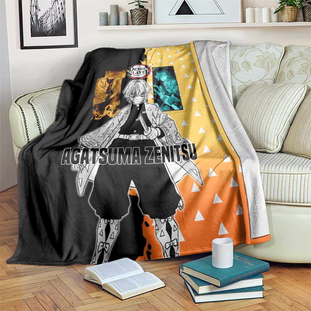 Zenitsu Agatsuma from Demon Slayer Blanket with Yellow Lightning Kimono and Thunder Effects Design - The Mazicc